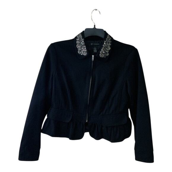 INC International Concepts Suit Jacket Blazer Womens L Full Zip Beaded Formal - Picture 5 of 10